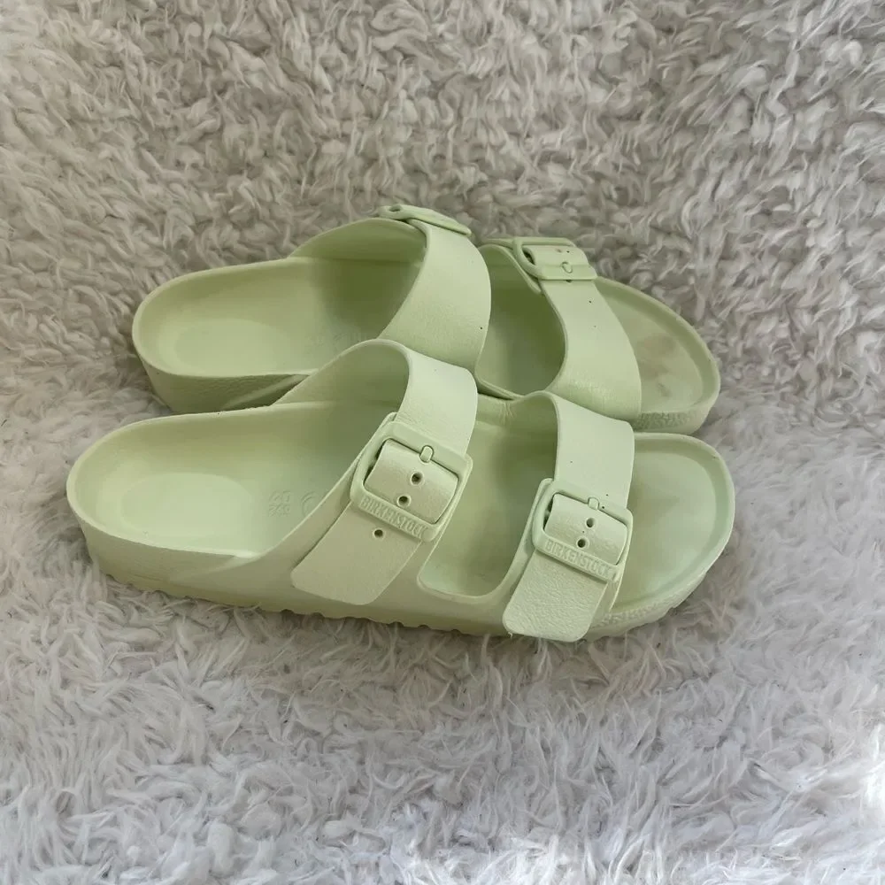 Birkenstock Arizona EVA Slides Sandals Womens Mint Green Double Straps EUR SZ40